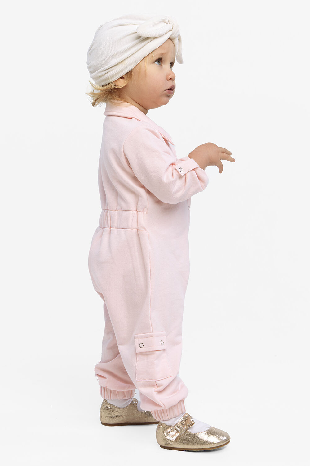Baby Girl Eva Knit Boiler Jumpsuit in Blush