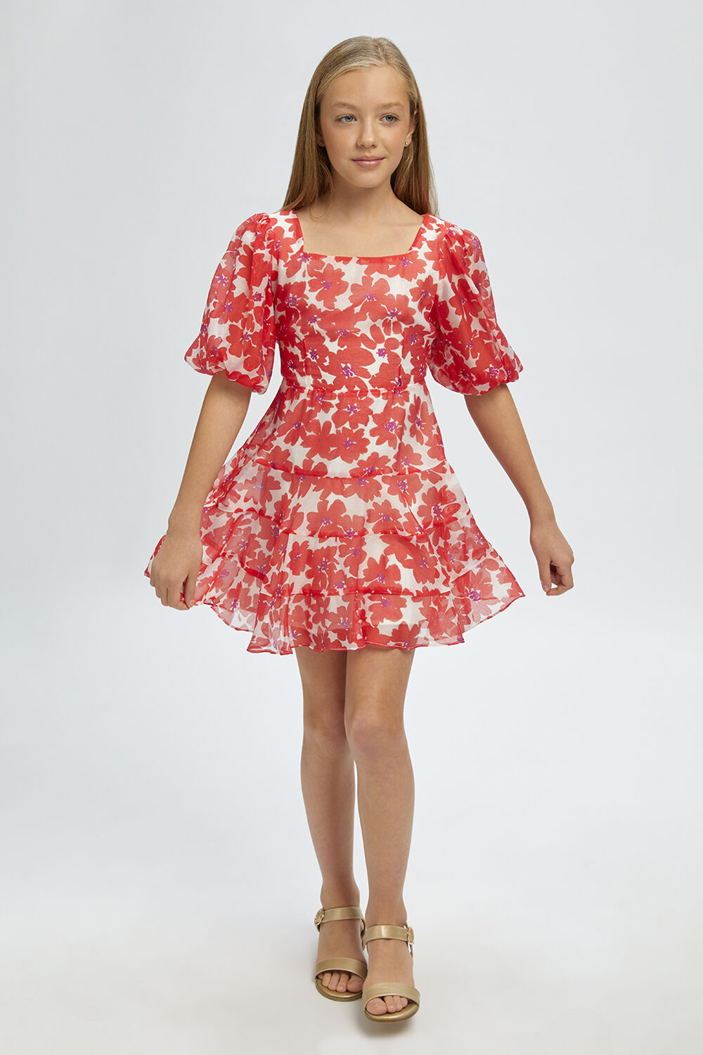 GIRLS HALLIE MINI FLORAL DRESS in colour JET BLACK