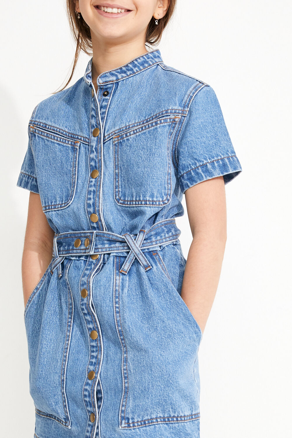 Girls Stacey Denim Dress in Vintage