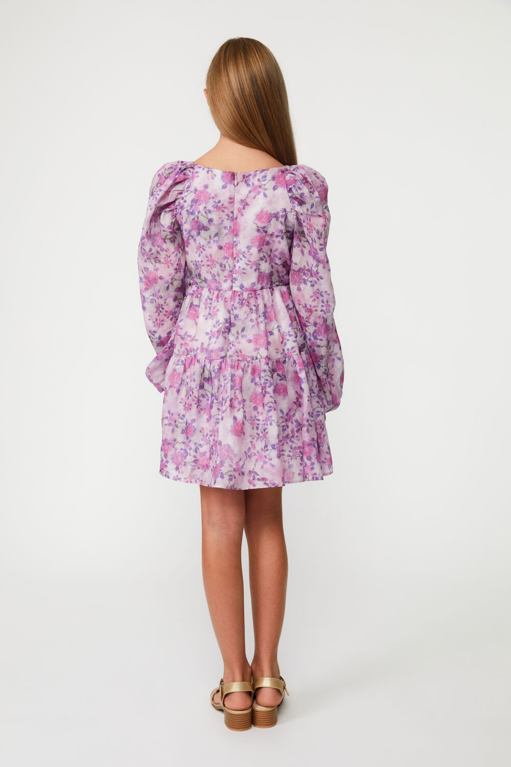 Girls AUDREY FLORAL DRESS in colour METEORITE