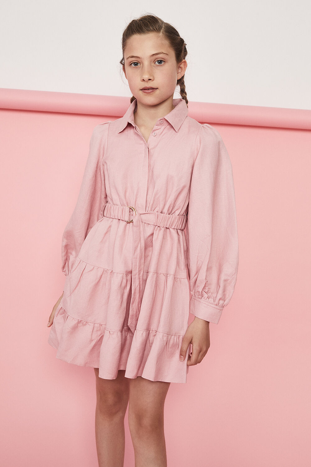 Girls pink shirt dress clearance