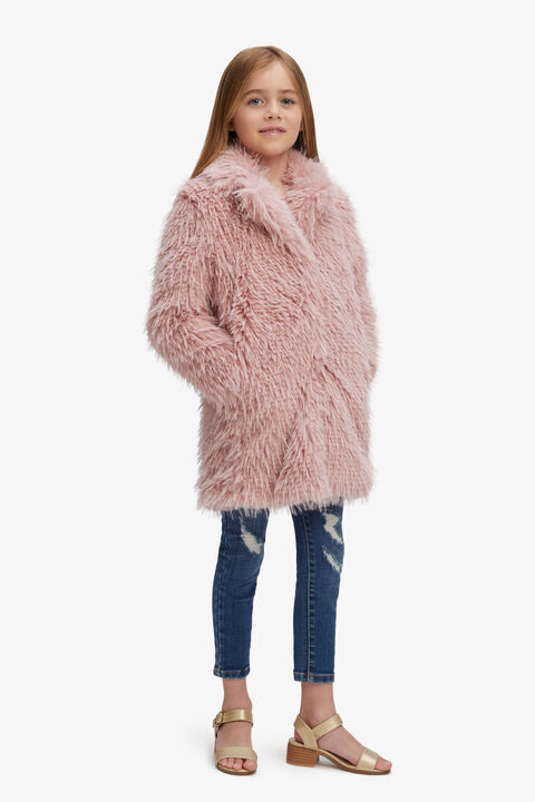 GIRLS JAGGED FUR COAT in colour PARADISE PINK