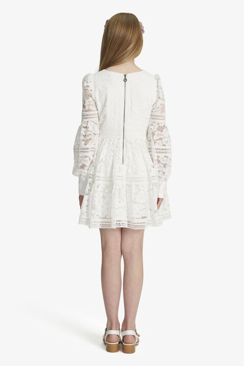 GIRLS LENNIE LACE SPARKLE DRESS in colour CLOUD DANCER