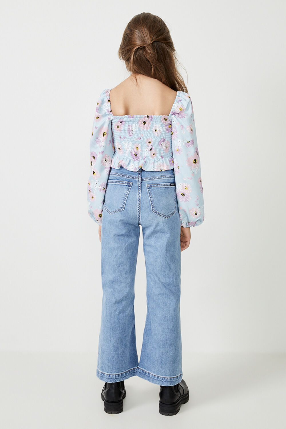 GIRLS ELLA BRODERIE TOP in colour CLEMATIS BLUE