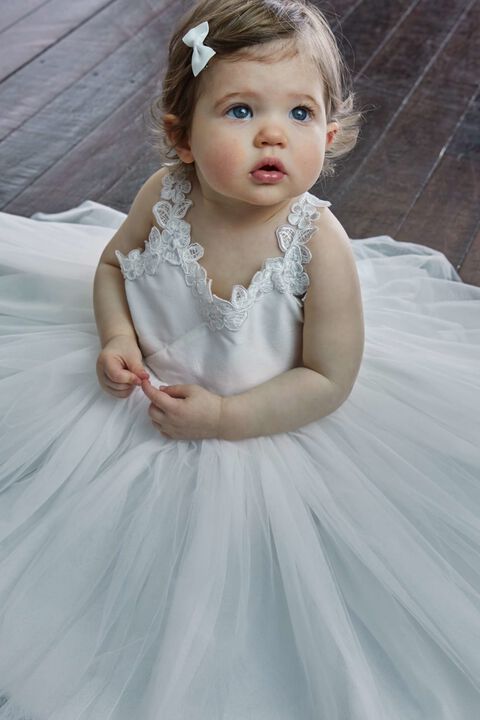 BABY GIRL MIA FLOWER GIRL DRESS in colour BRIGHT WHITE