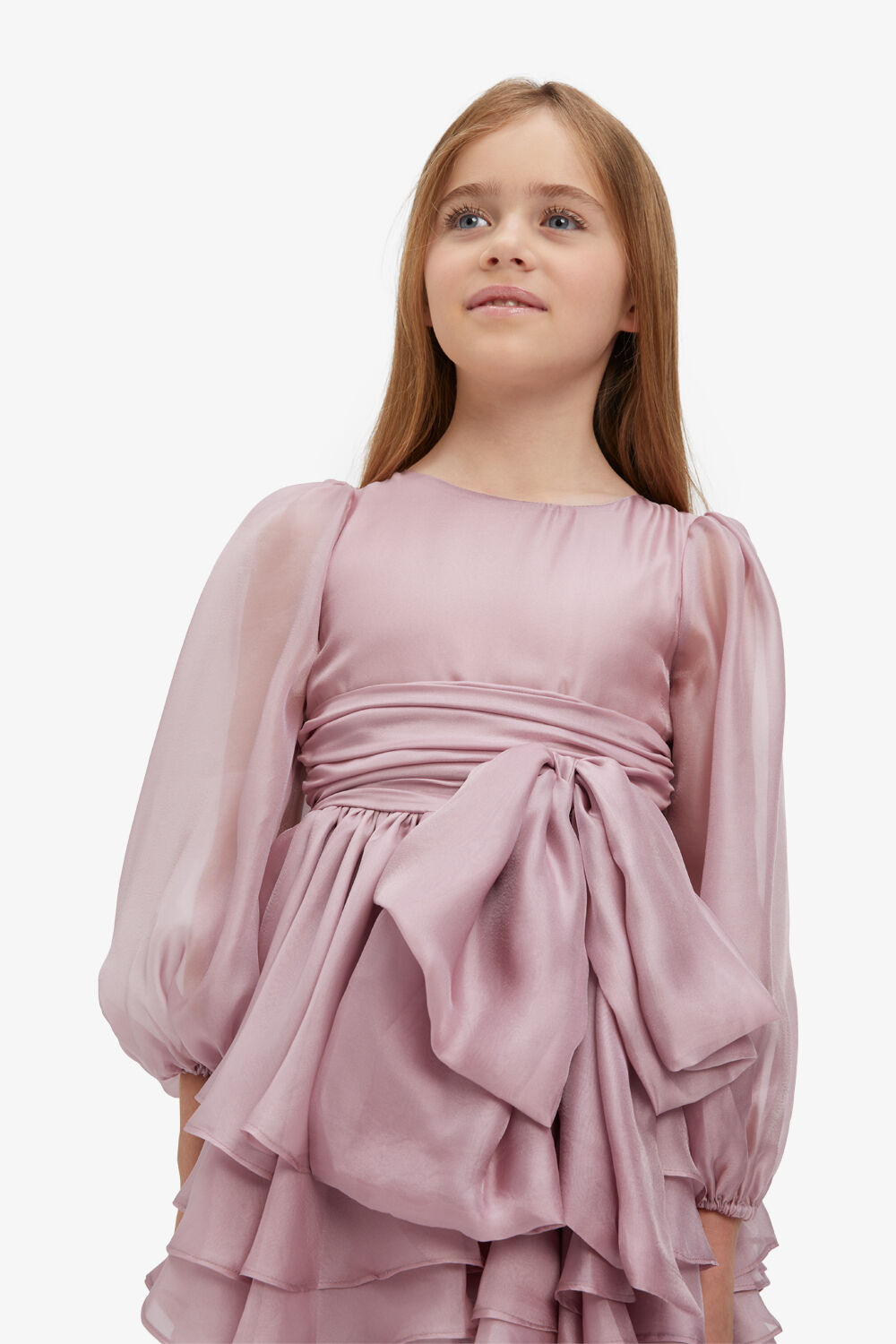 GIRLS ENYA ORGANZA MINI DRESS in colour MELLOW ROSE