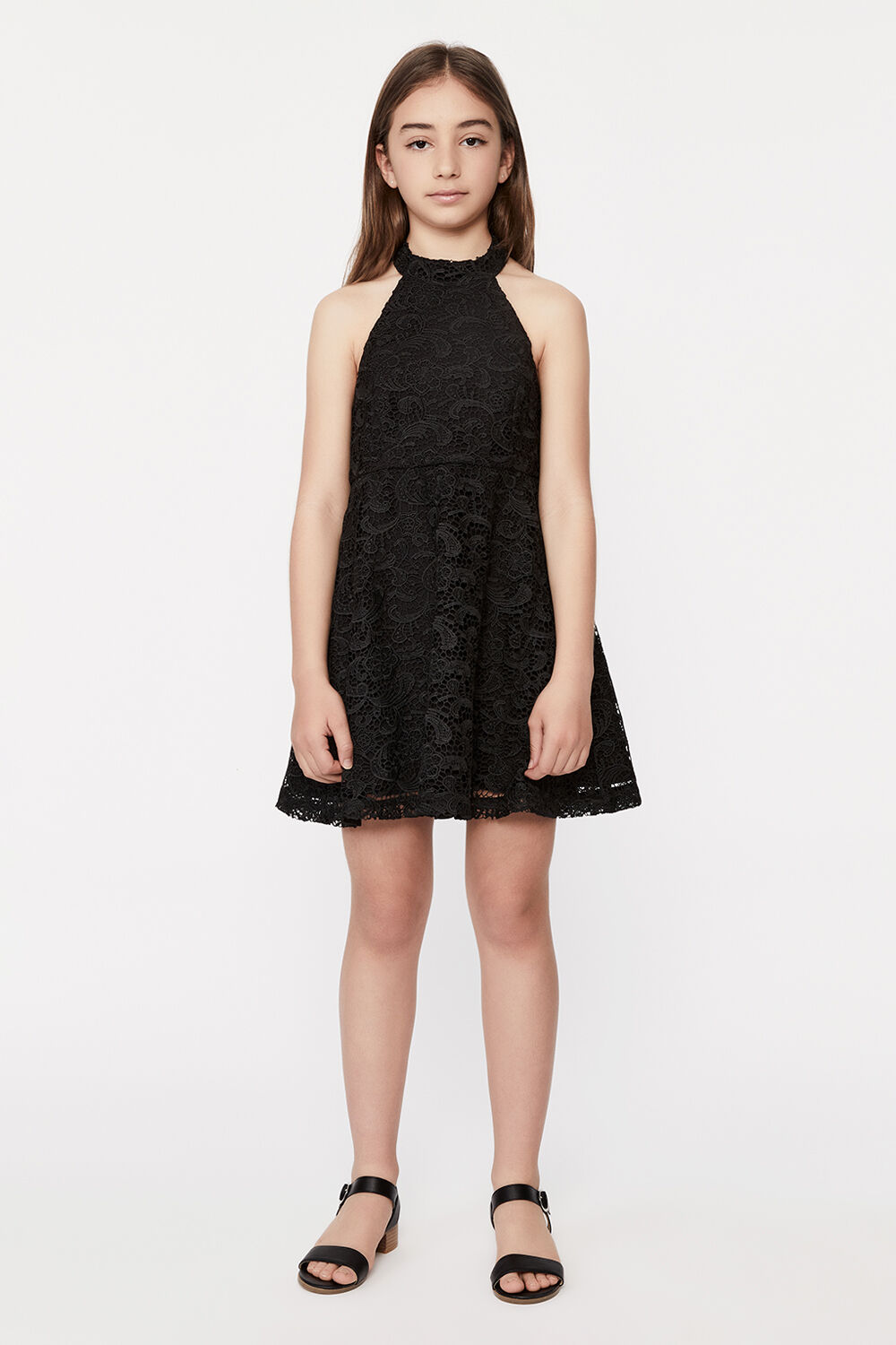 GIRLS VICTORIA LILIES LACE DRESS in colour CAVIAR