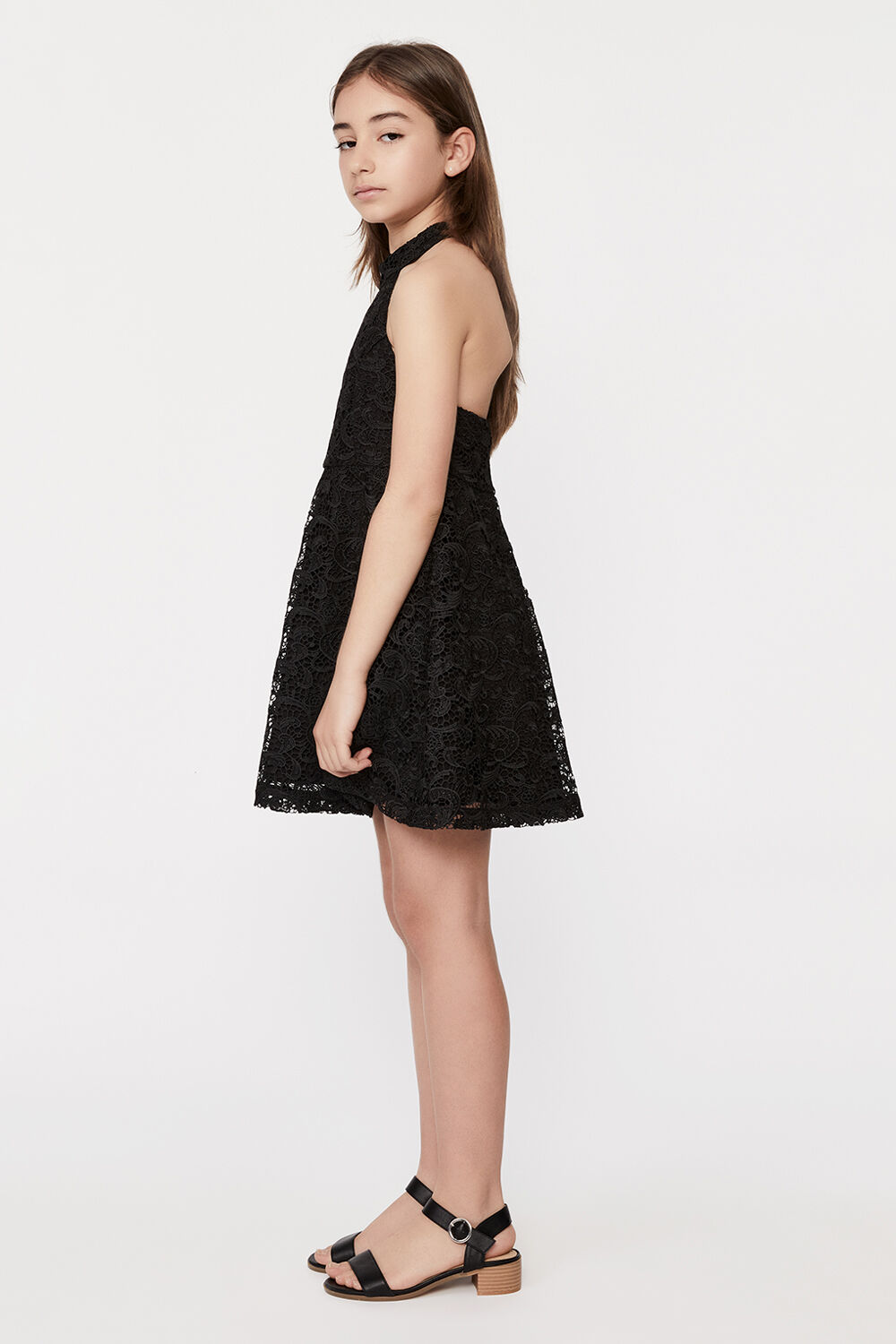 GIRLS VICTORIA LILIES LACE DRESS  in colour CAVIAR