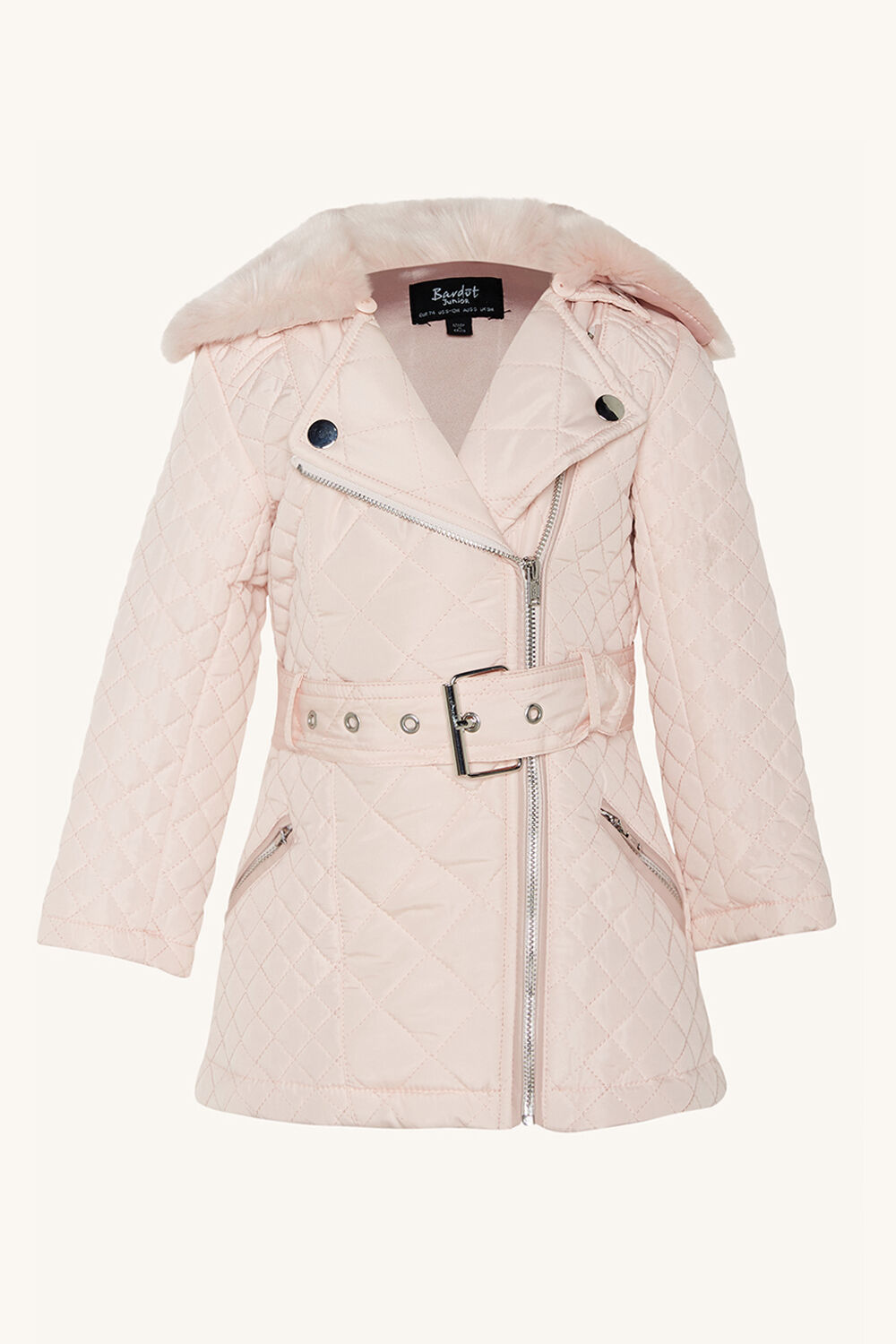 BABY GIRL GRACE QUILTED COAT in colour PRIMROSE PINK