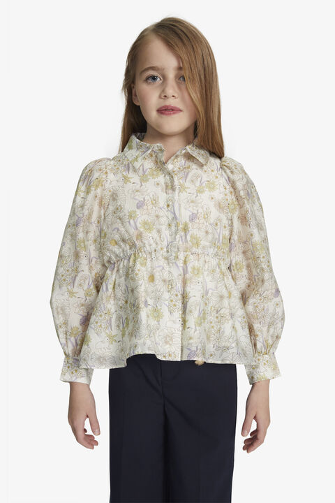 GIRLS BUNNY PRINT BLOUSE in colour CLOUD DANCER