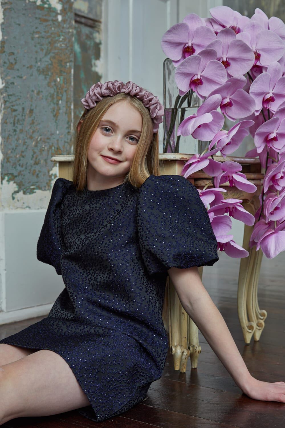 GIRLS GISELLE MINI DRESS in colour BLACK IRIS