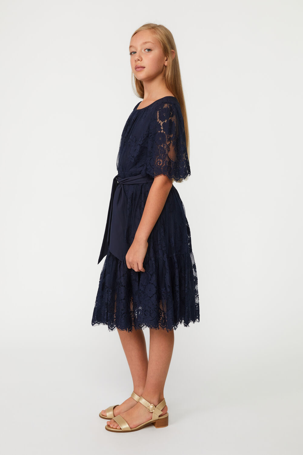 Girls JOELLE LACE DRESS in colour BLACK IRIS