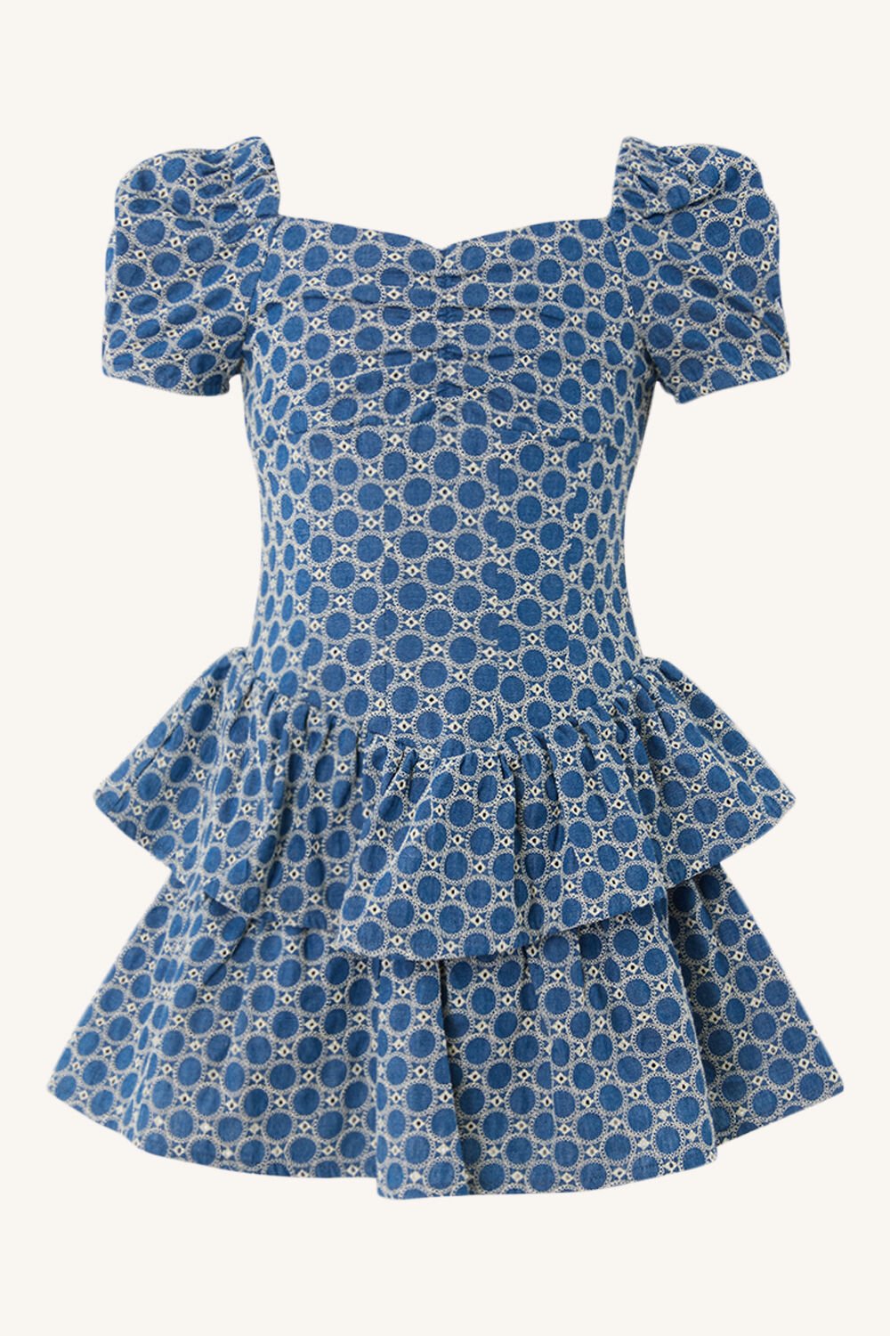 BABY GIRL BRODERIE CORSET DRESS in colour CHAMBRAY BLUE