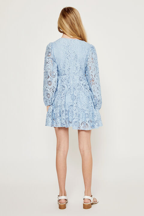 GIRLS ELLA LACE DRESS in colour DUSTY BLUE