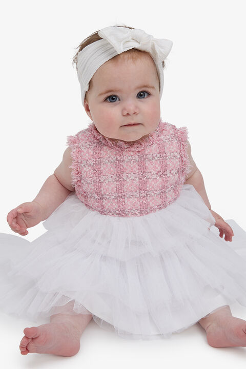 BABY GIRL INDIA BOUCLE DRESS in colour SACHET PINK