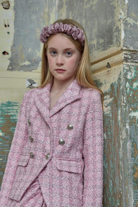 GIRLS RILEY BOUCLE BLAZER in colour SACHET PINK
