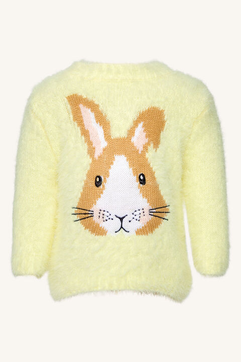 BABY GIRL FLUFFY BUNNY JUMPER in colour TENDER YELLOW