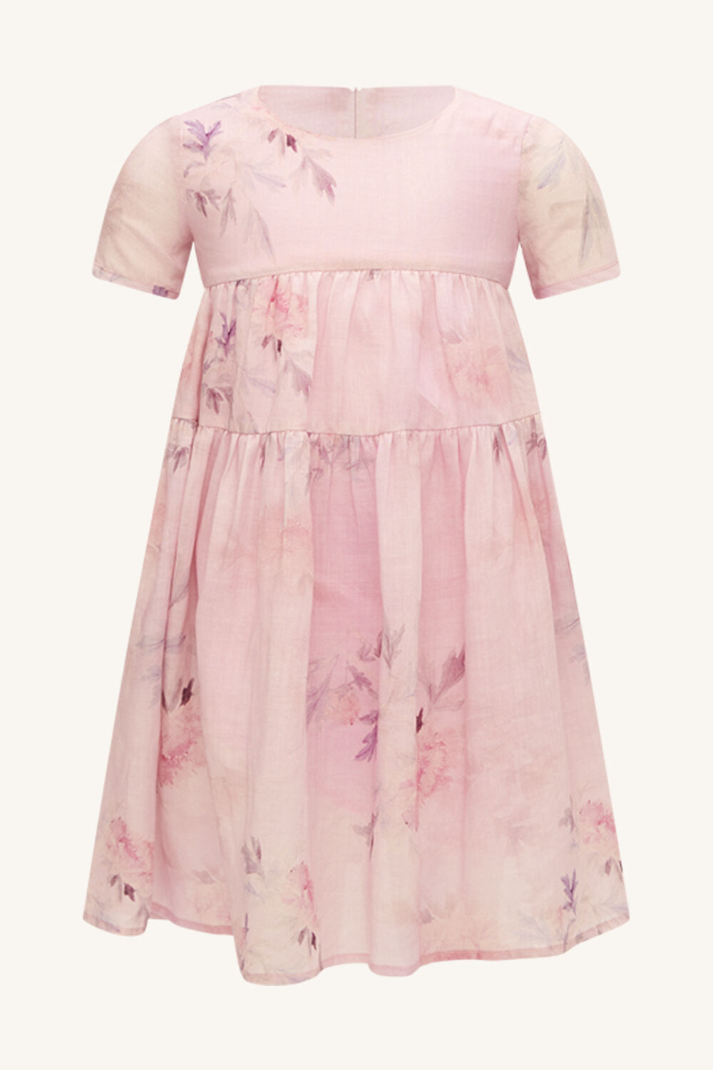 GIRLS ella floral tiered dress in colour PEACH WHIP