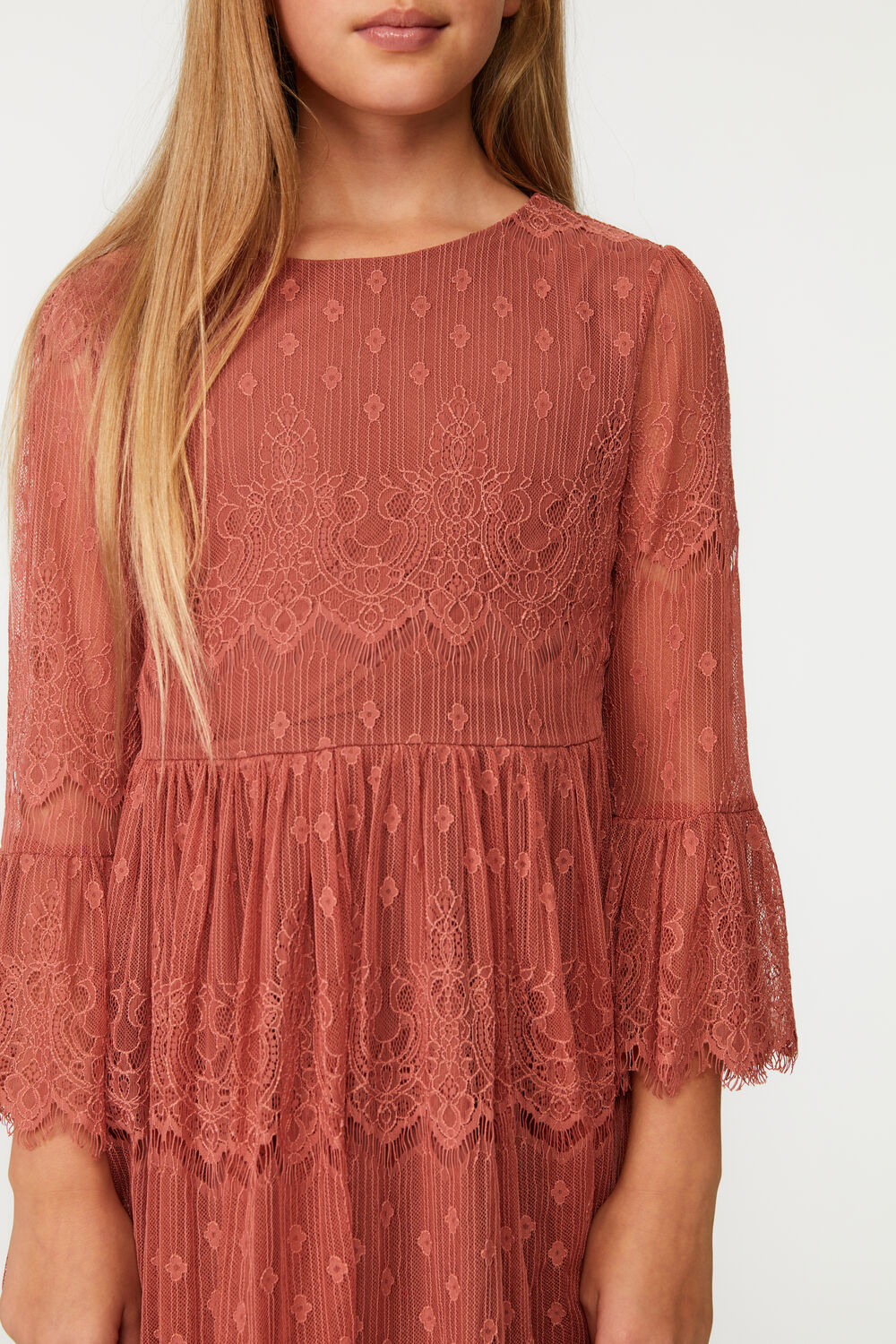 Girls LIANNI LACE DRESS in colour MELLOW ROSE