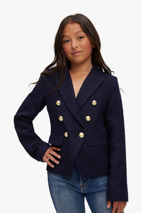 GIRLS SIMA BOUCLE BLAZER in colour BLACK IRIS