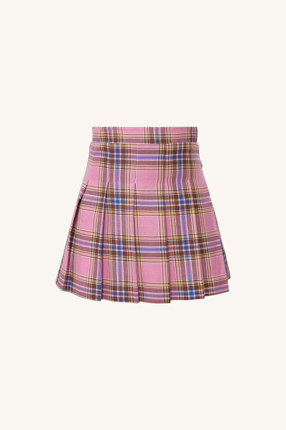 PINK CHECK PLEAT SKIRT in colour PEARL