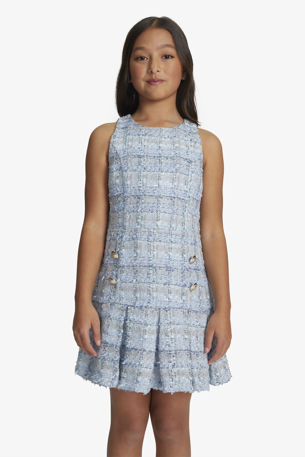 GIRLS MIAMI BOUCLE DRESS in colour CLASSIC BLUE