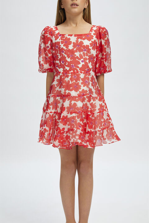GIRLS HALLIE MINI FLORAL DRESS in colour JET BLACK