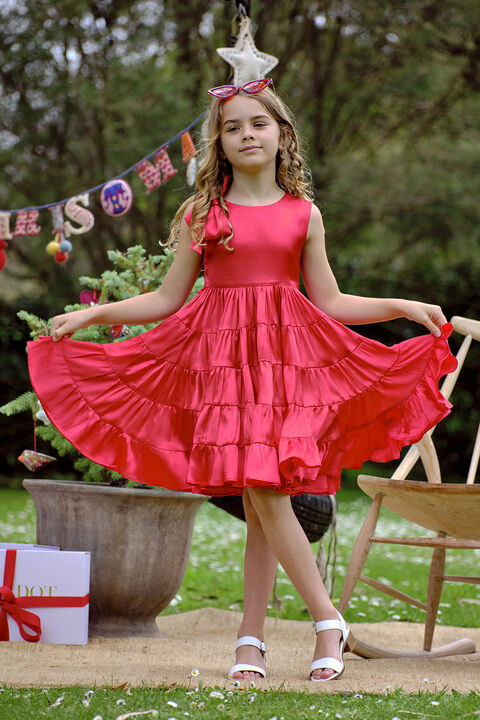 GIRLS ANJA TIERED DRESS in colour FIESTA