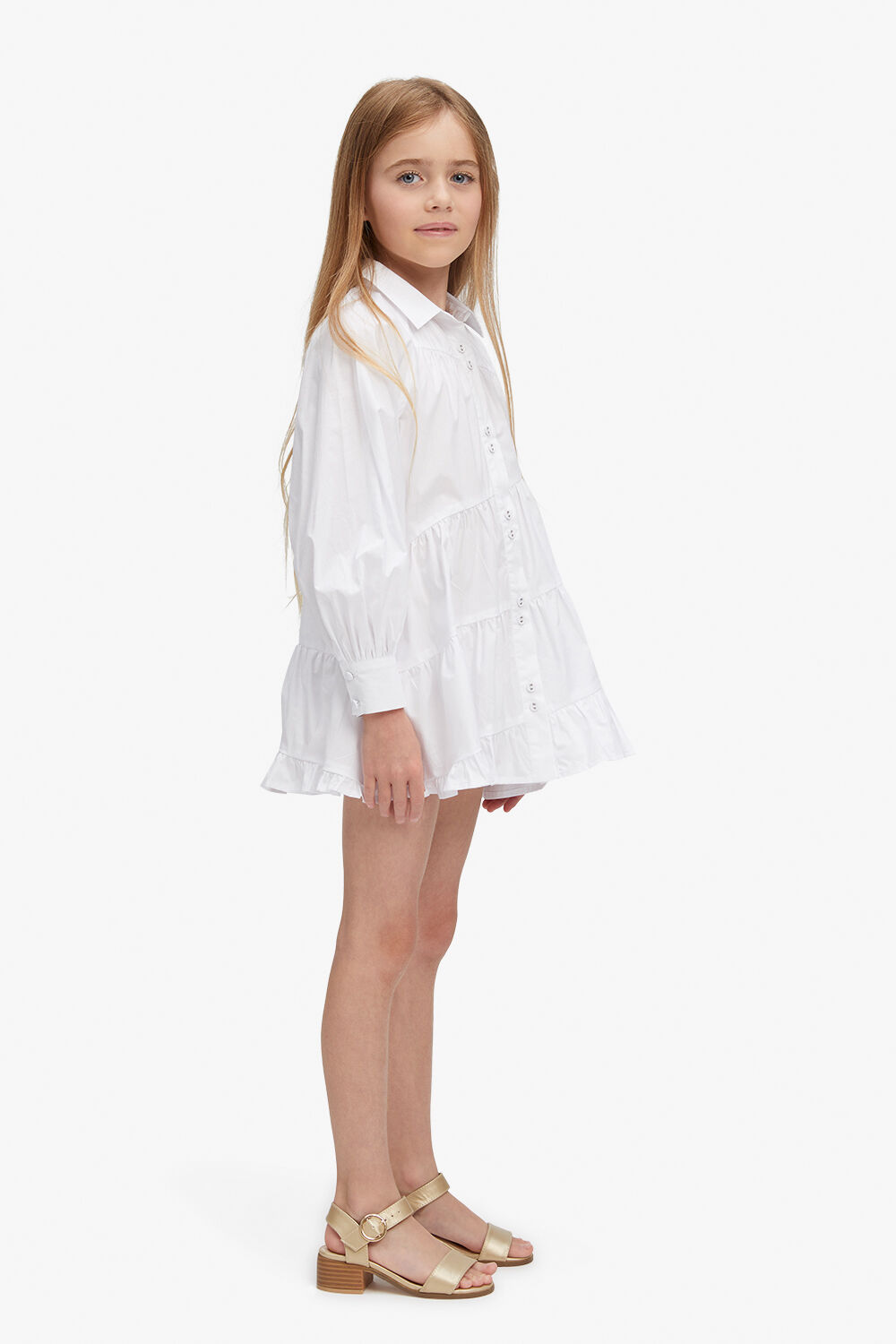 GIRLS HANA TIERED DRESS in colour BRIGHT WHITE