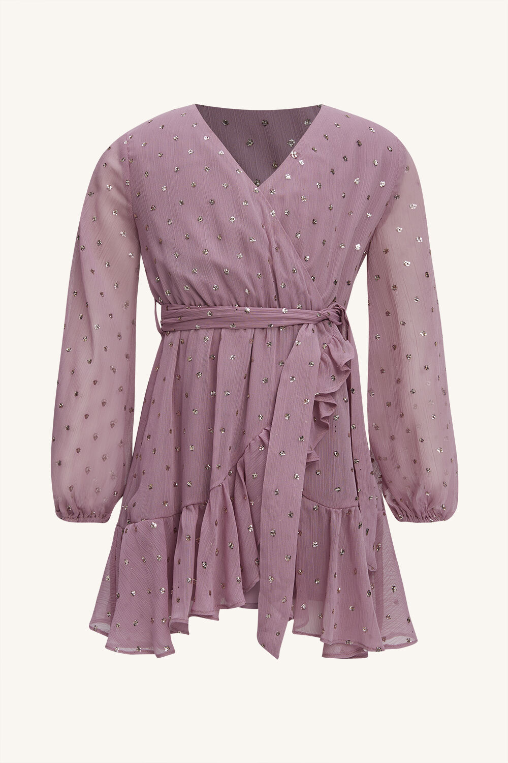 GIRLS CANDICE WRAP DRESS in colour SWEET LILAC