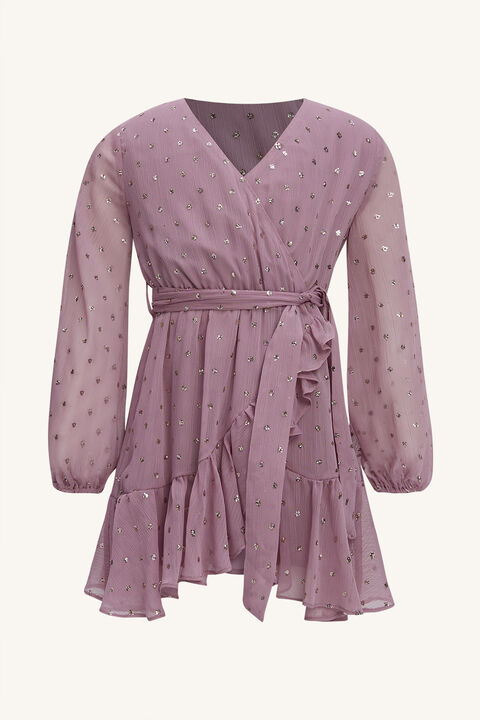 GIRLS CANDICE WRAP DRESS in colour SWEET LILAC
