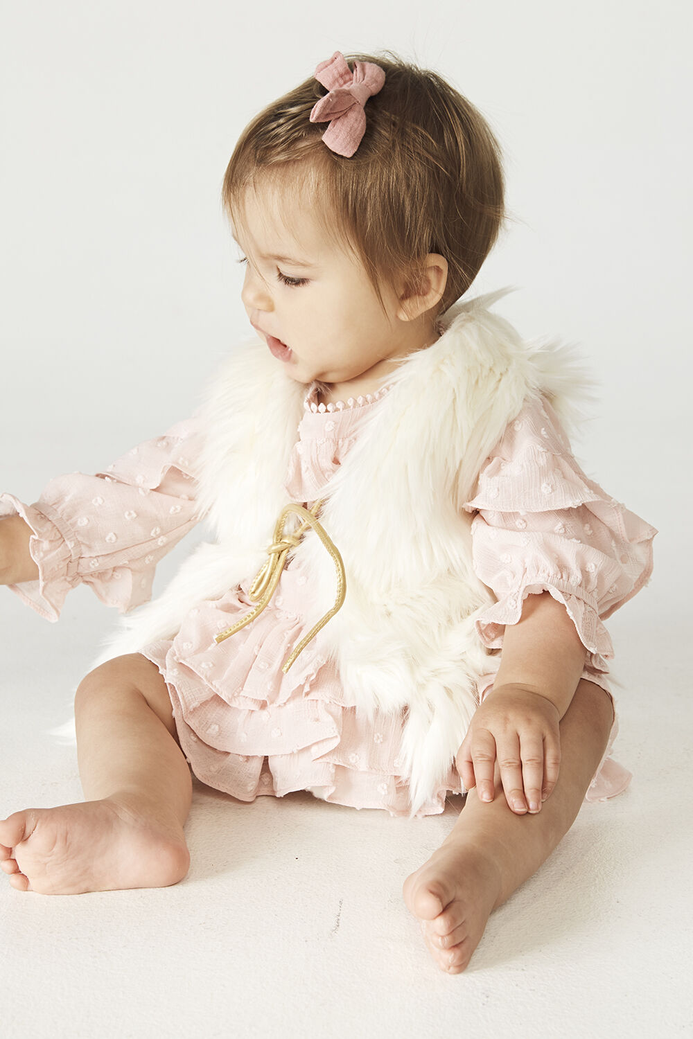 Baby Girl Isla Faux Fur Vest In Ivory