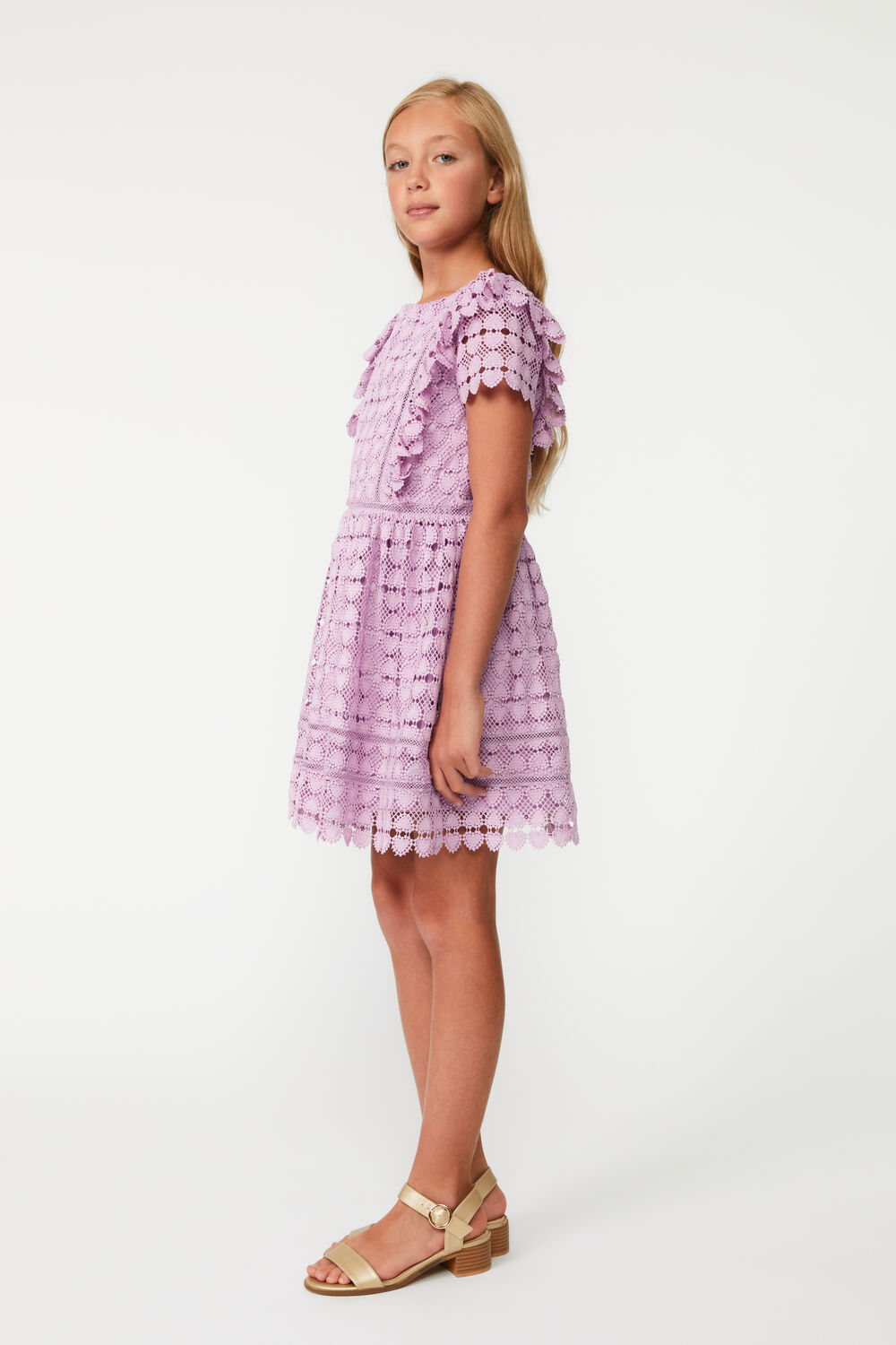 Girls HEART LACE DRESS in colour PETAL PINK