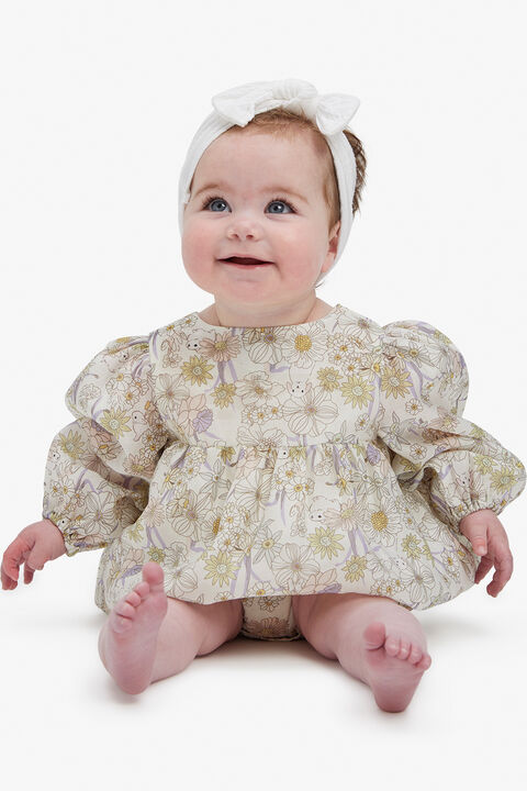 BABY GIRL AMELIA BUNNY GROW in colour CLOUD DANCER