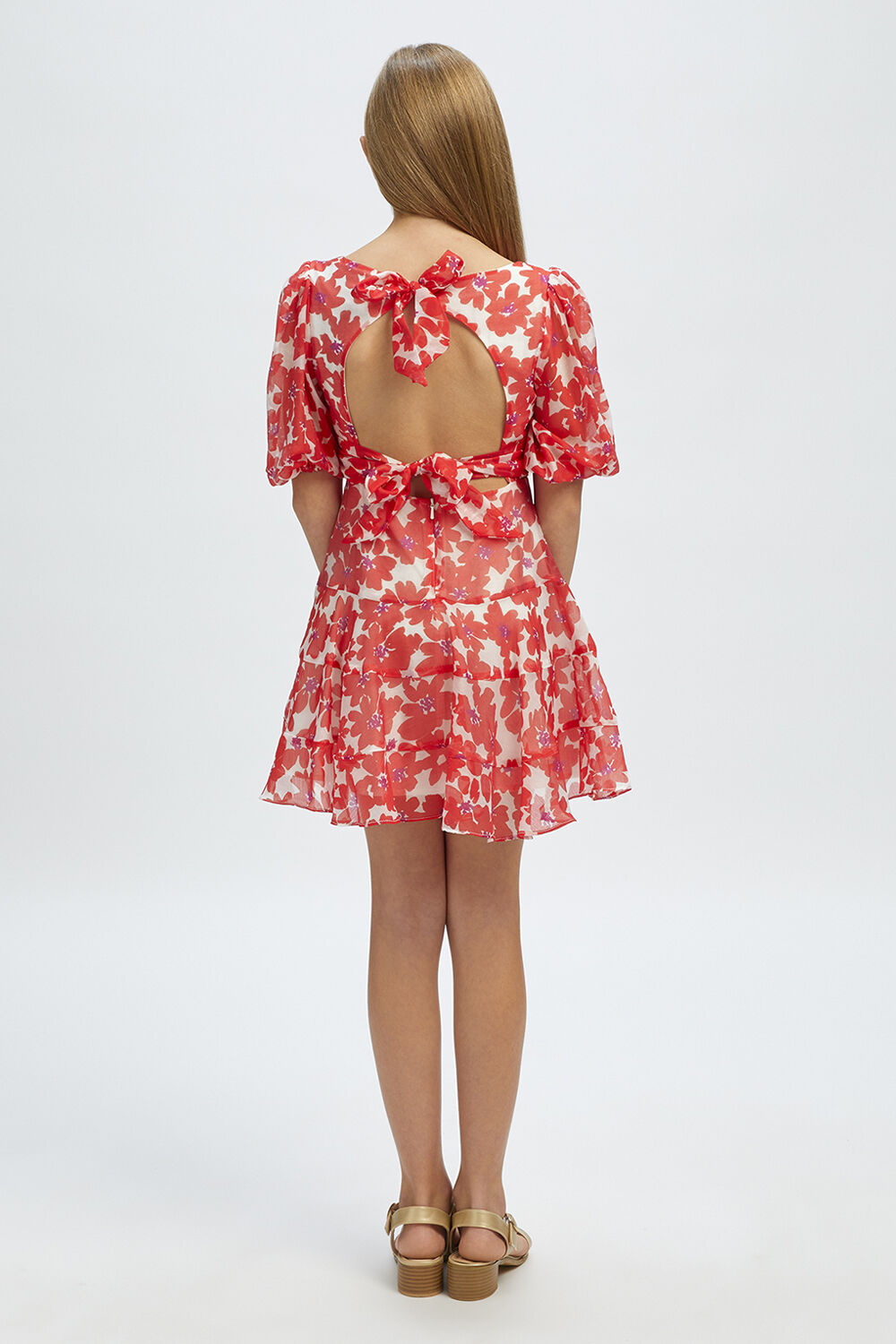 GIRLS HALLIE MINI FLORAL DRESS in colour JET BLACK