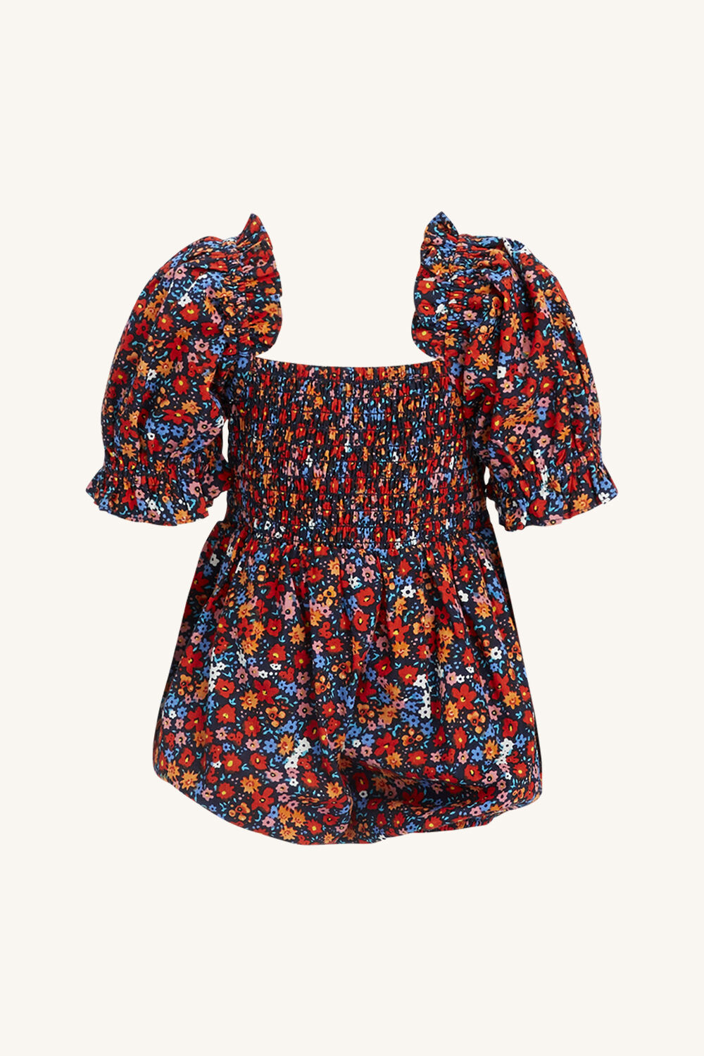 BABY GIRL SHIRRED DITSY FLORAL GROW in colour CAVIAR