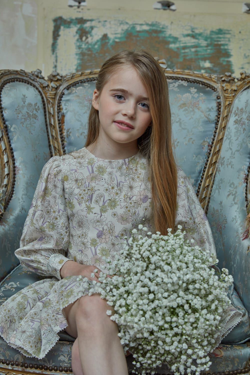 GIRLS AMELIA BUNNY MINI DRESS in colour CLOUD DANCER