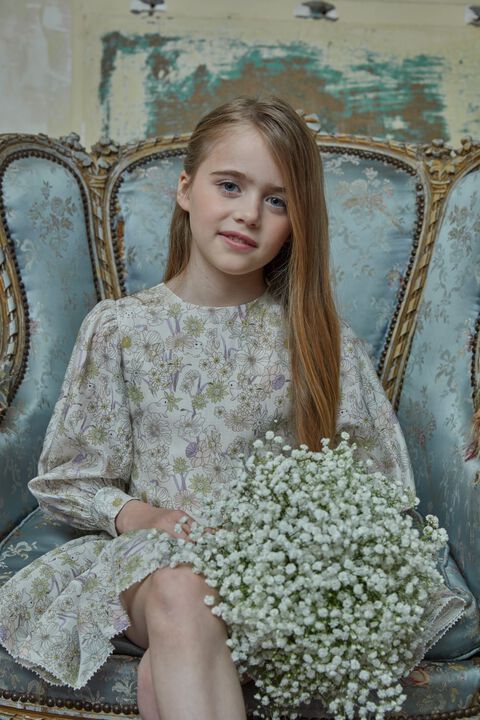 GIRLS AMELIA BUNNY MINI DRESS in colour CLOUD DANCER