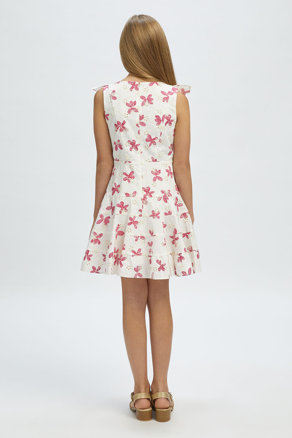 GIRLS SADIE BRODERIE MINI DRESS in colour WILD ORCHID