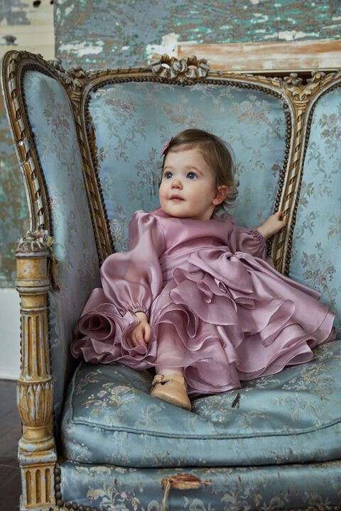 BABY GIRL ENYA ORGANZA MINI DRESS in colour MELLOW ROSE