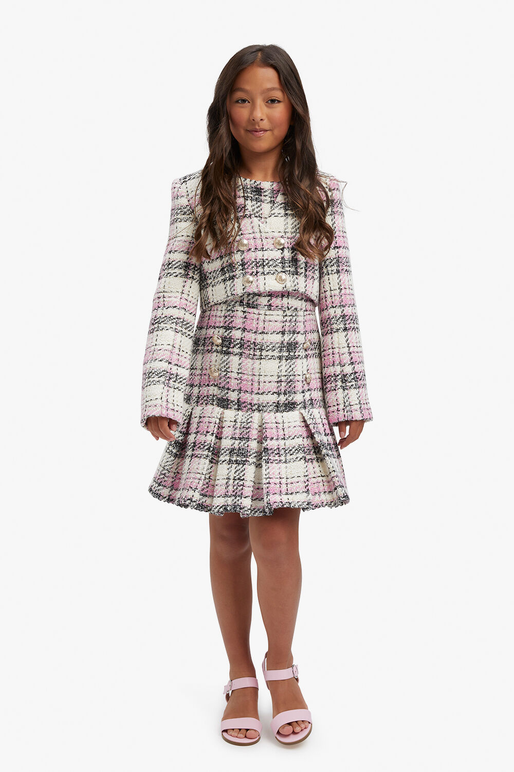 GIRLS THEKLA BOUCLE BLAZER in colour HOT PINK