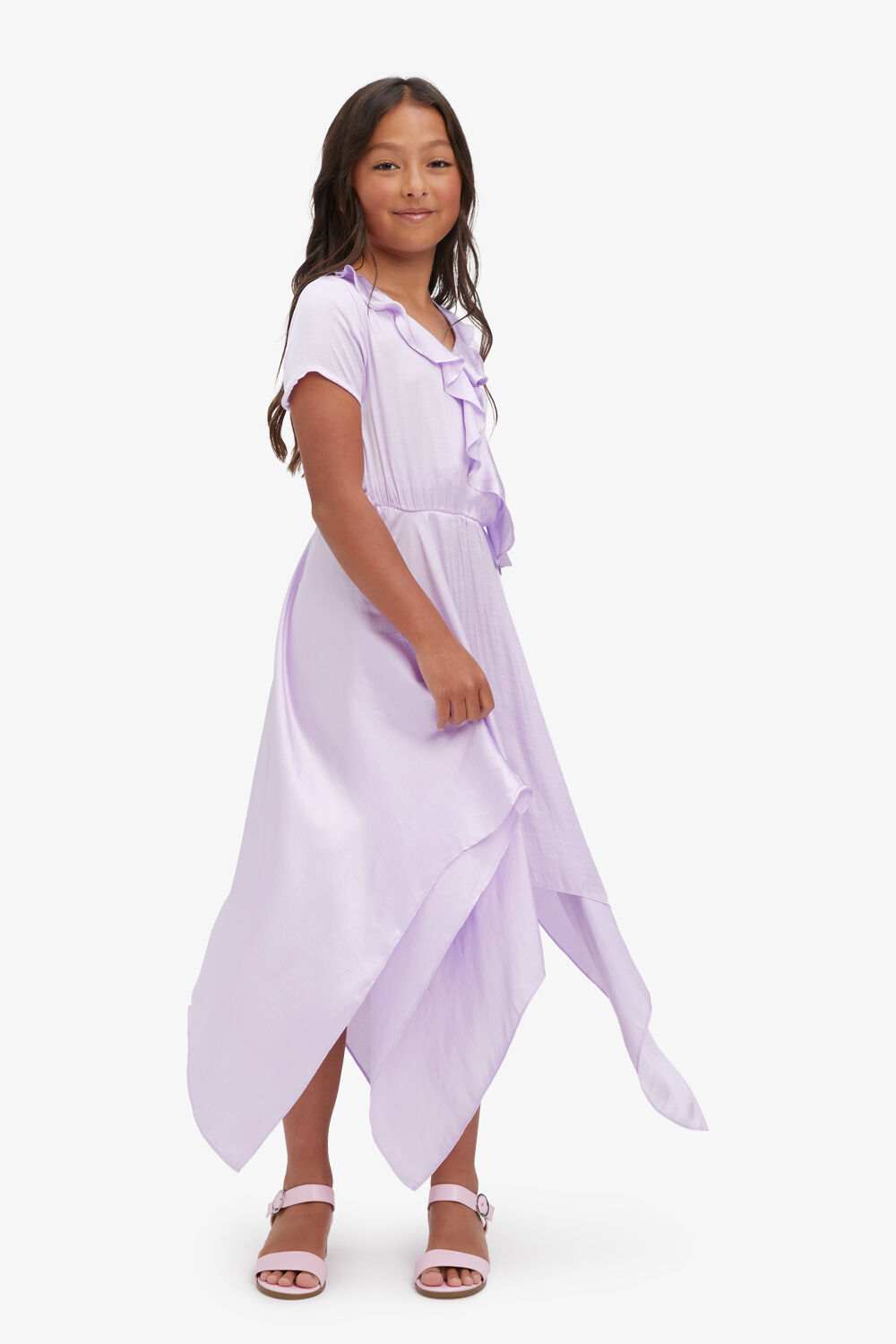 GIRLS CARTER HANKY DRESS in colour LILAC CHIFFON