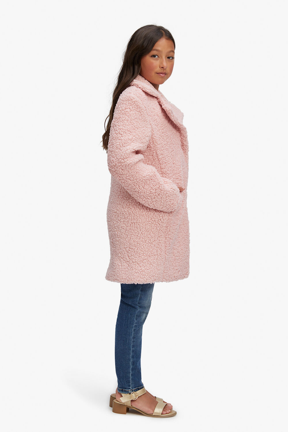GIRLS LANA TEDDY COAT in colour MELLOW ROSE