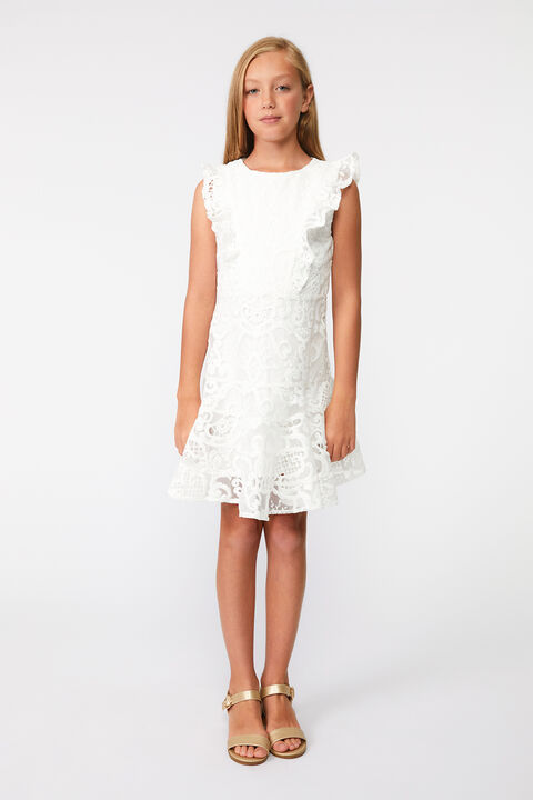 GIRLS SADIE LACE DRESS in colour CLOUD DANCER