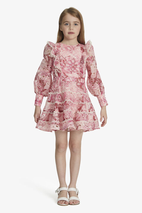 GIRLS ODETTE MINI DRESS in colour PINK T DYE
