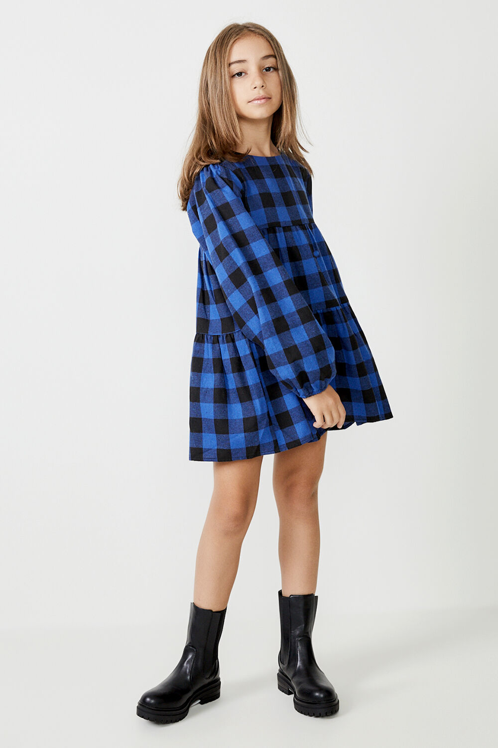 blue check frock