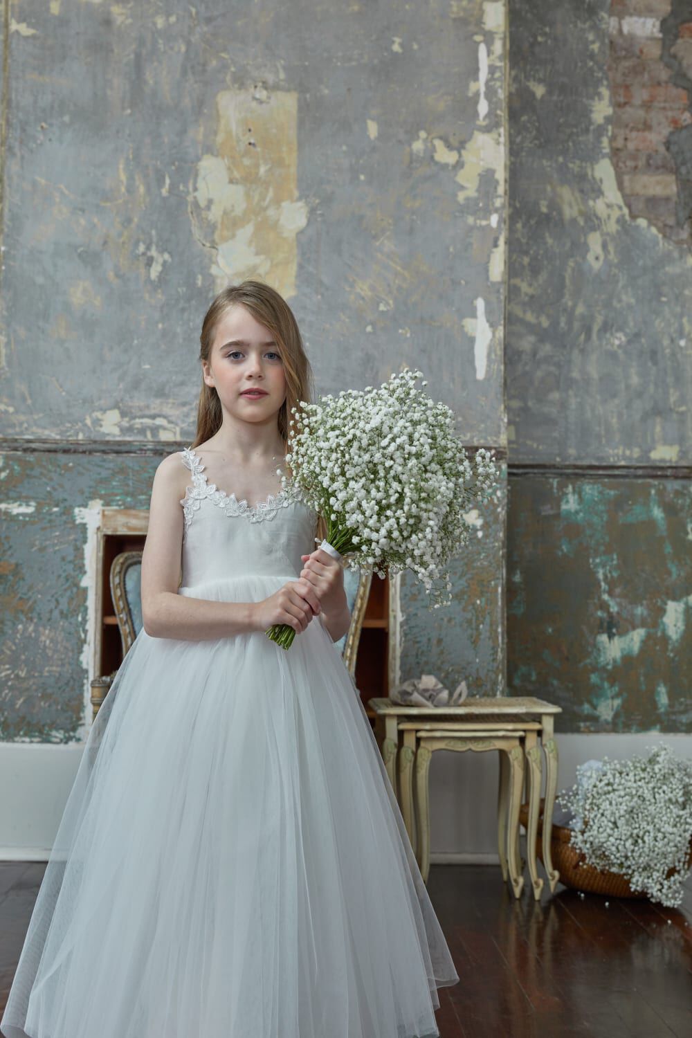 GIRLS MIA FLOWER GIRL DRESS in colour BRIGHT WHITE
