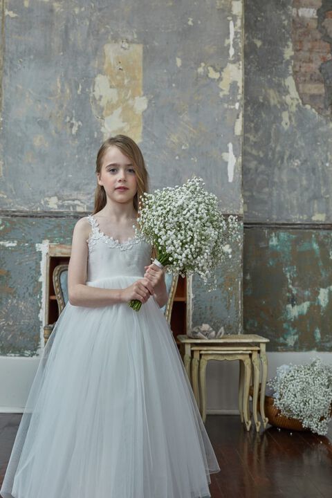 GIRLS MIA FLOWER GIRL DRESS in colour BRIGHT WHITE