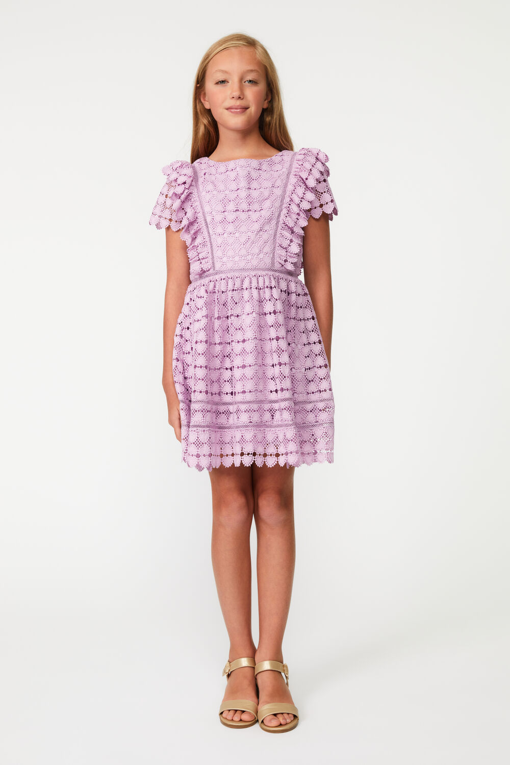 Girls HEART LACE DRESS in colour PETAL PINK