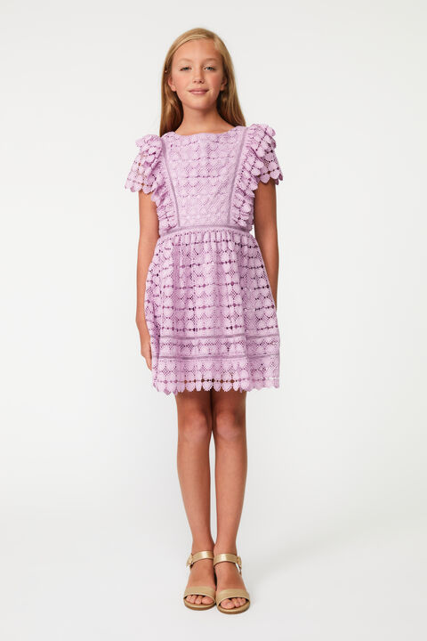 Girls HEART LACE DRESS in colour PETAL PINK
